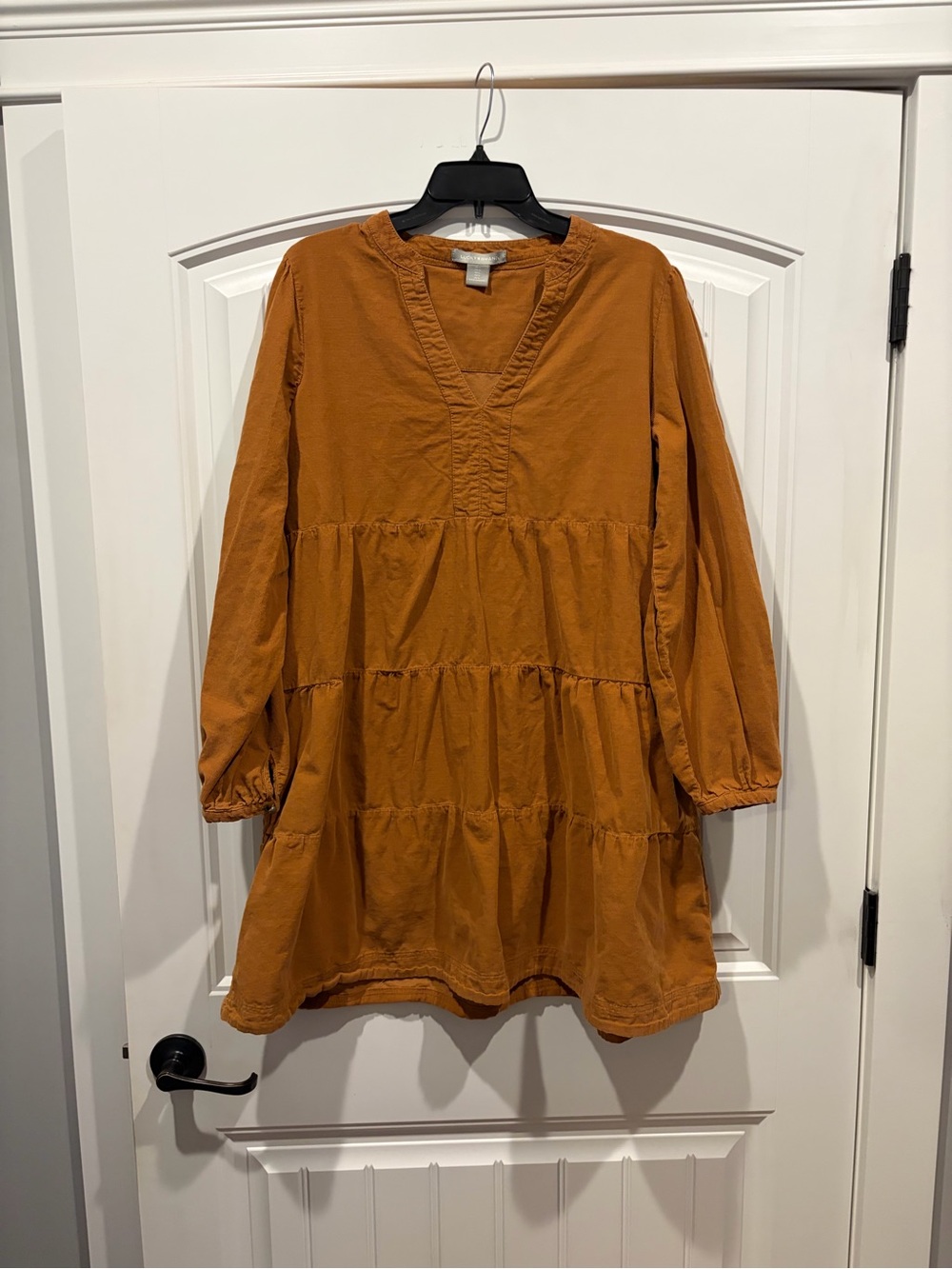 Lucky Brand Long Sleeve Tiered Tunic Dress in Rust